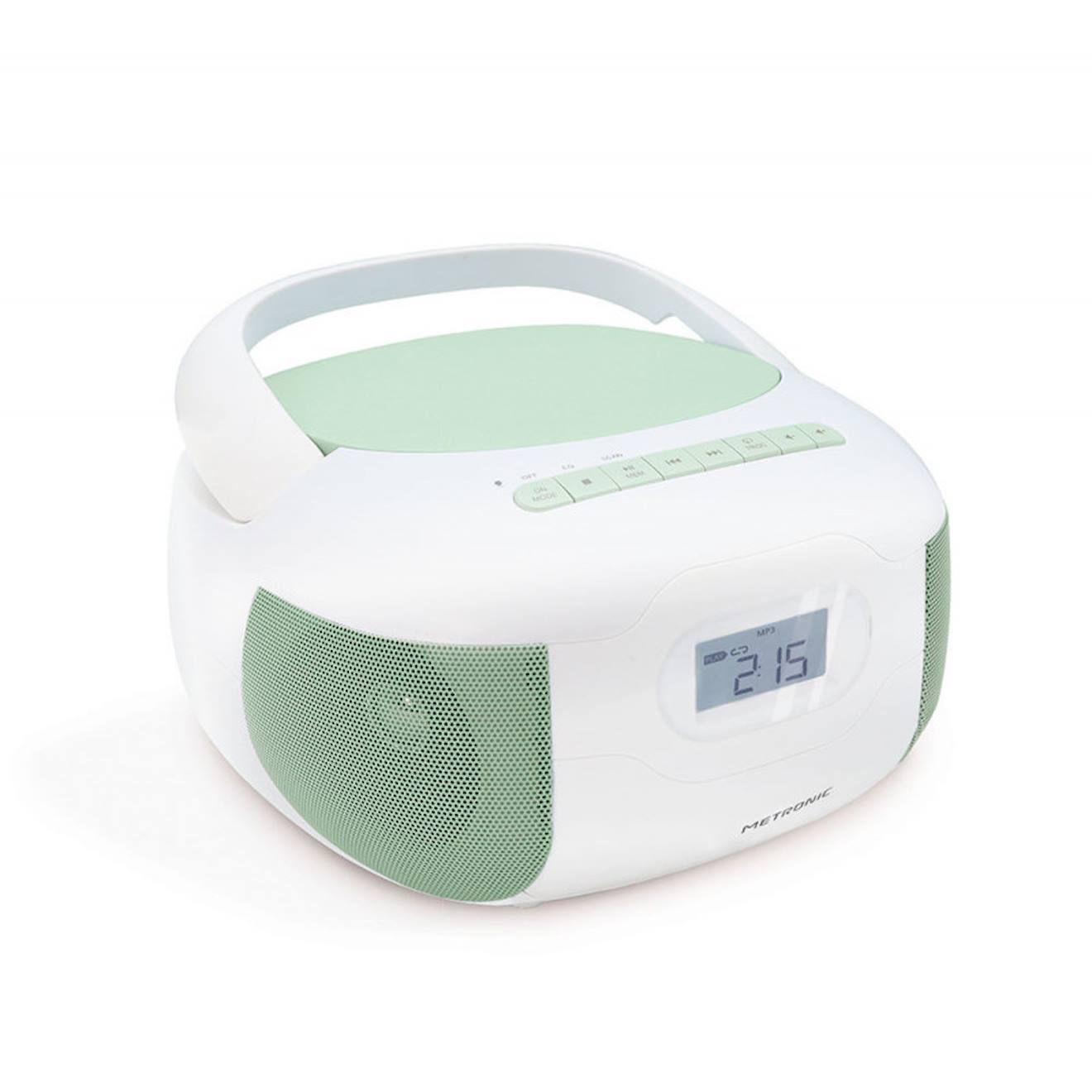 Lecteur Cd Radio Céleste Bluetooth, Mp3 Avec Port Usb, Lecteur Carte Micro Sd Vert