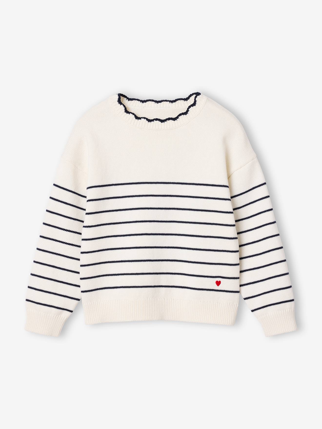 Pull fille manches longues marine