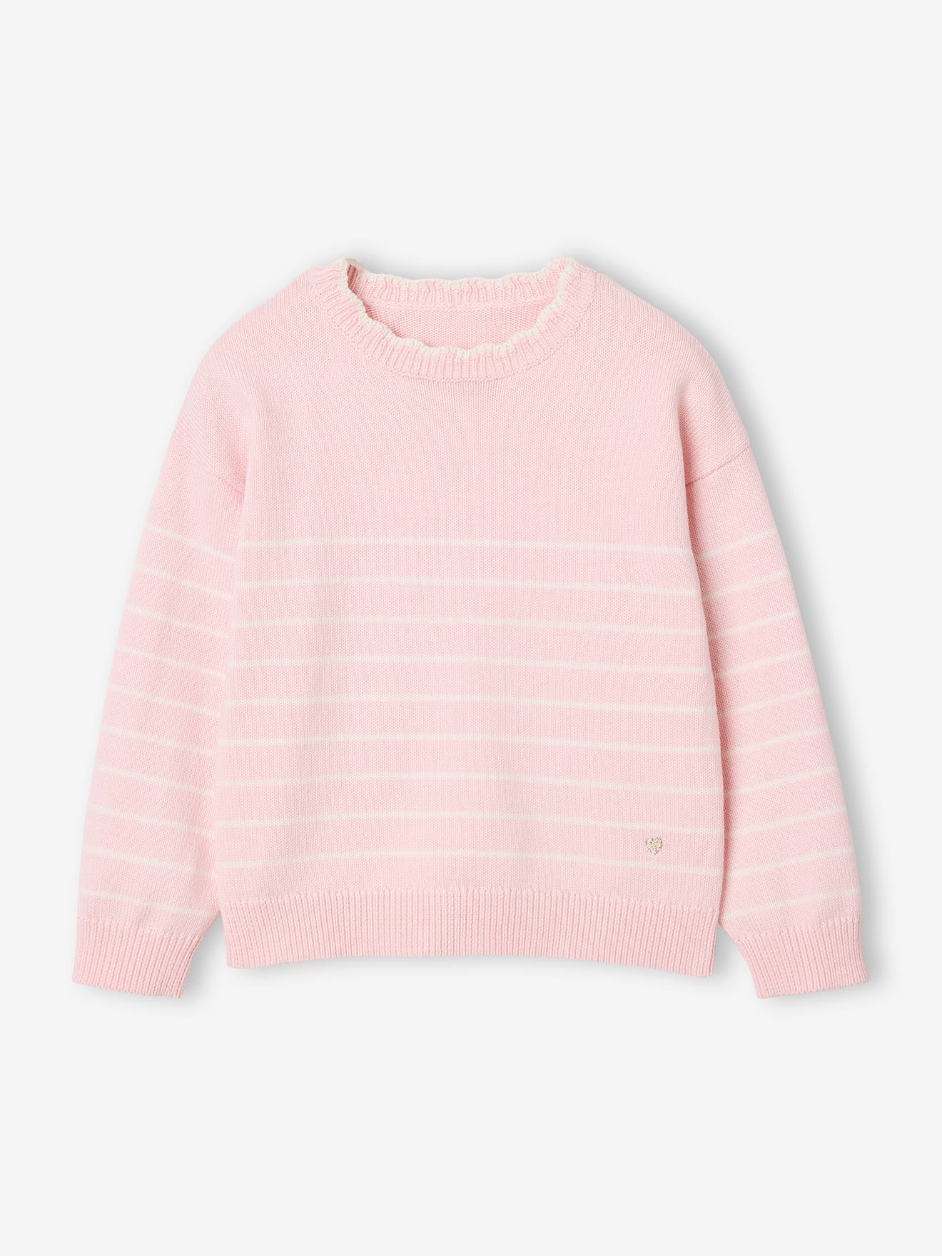 Pull fille manches longues rose