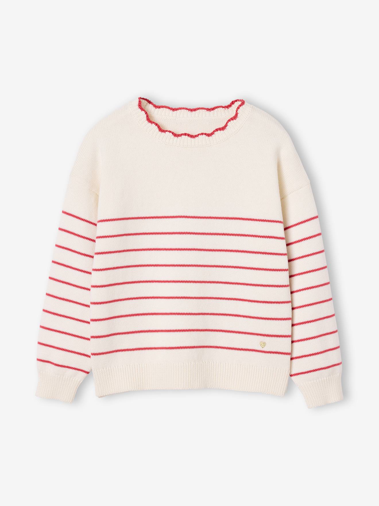 Pull fille manches longues framboise
