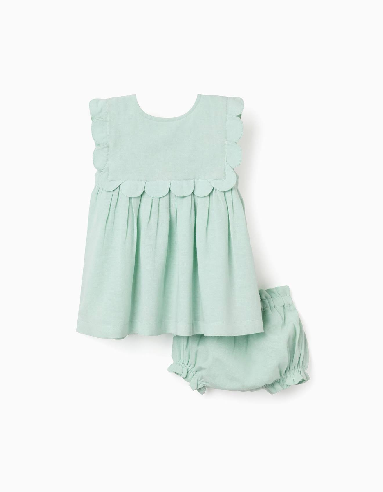 Robe Et Bloomer En Coton Et Lin Vert Clair 25 €