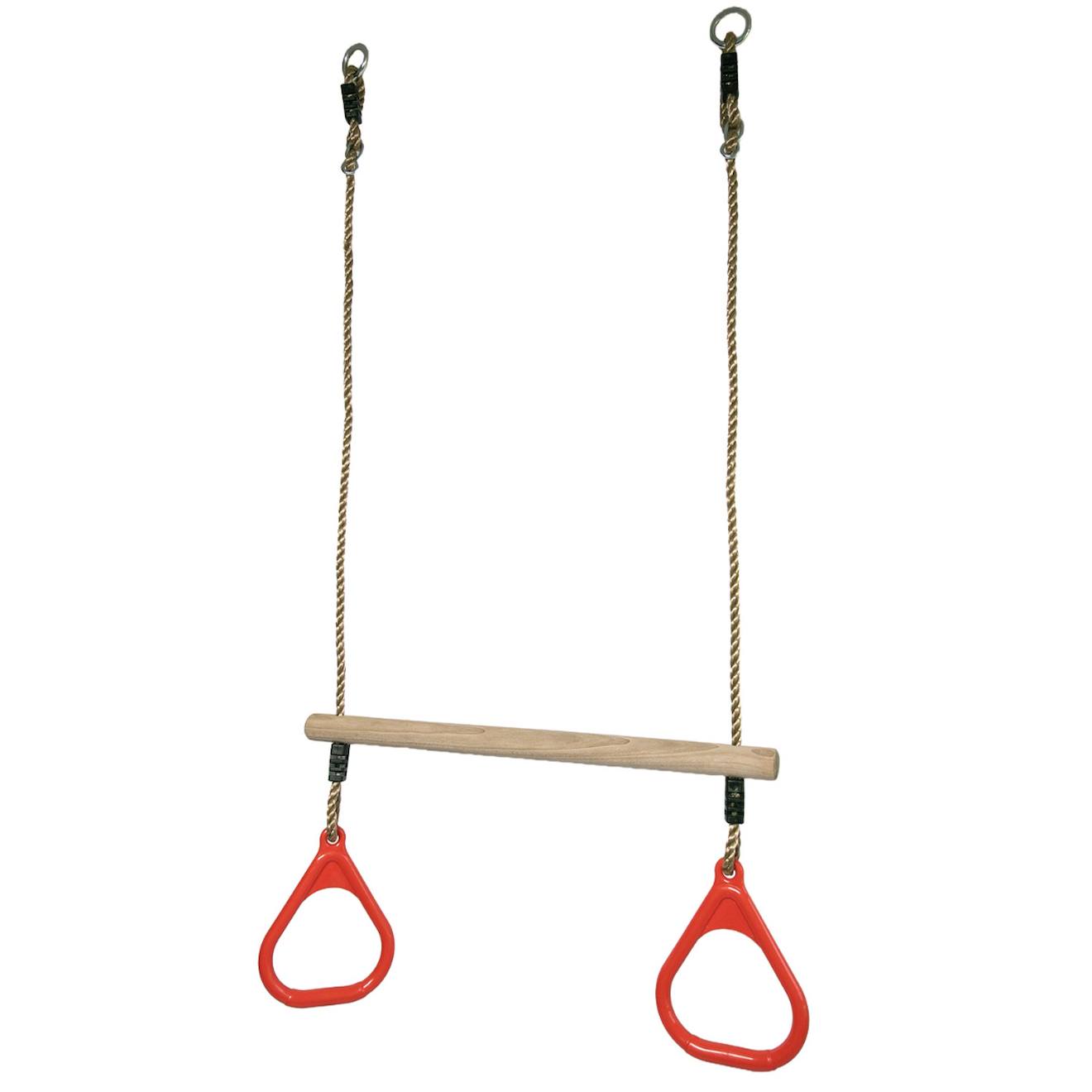 Kangui Trapèze Balançoire En Bois Avec Anneaux De Gymnastique Pour Enfant Pour Structure De Jeux Marron