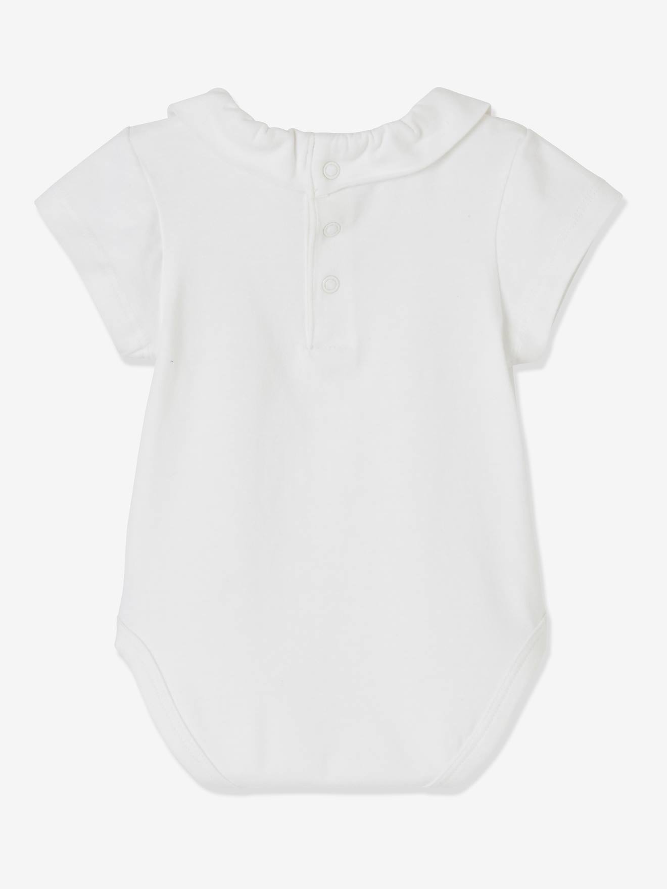 Lot De 2 Bodies Bebe Col Fantaisie Manches Courtes Lot Blanc Vertbaudet
