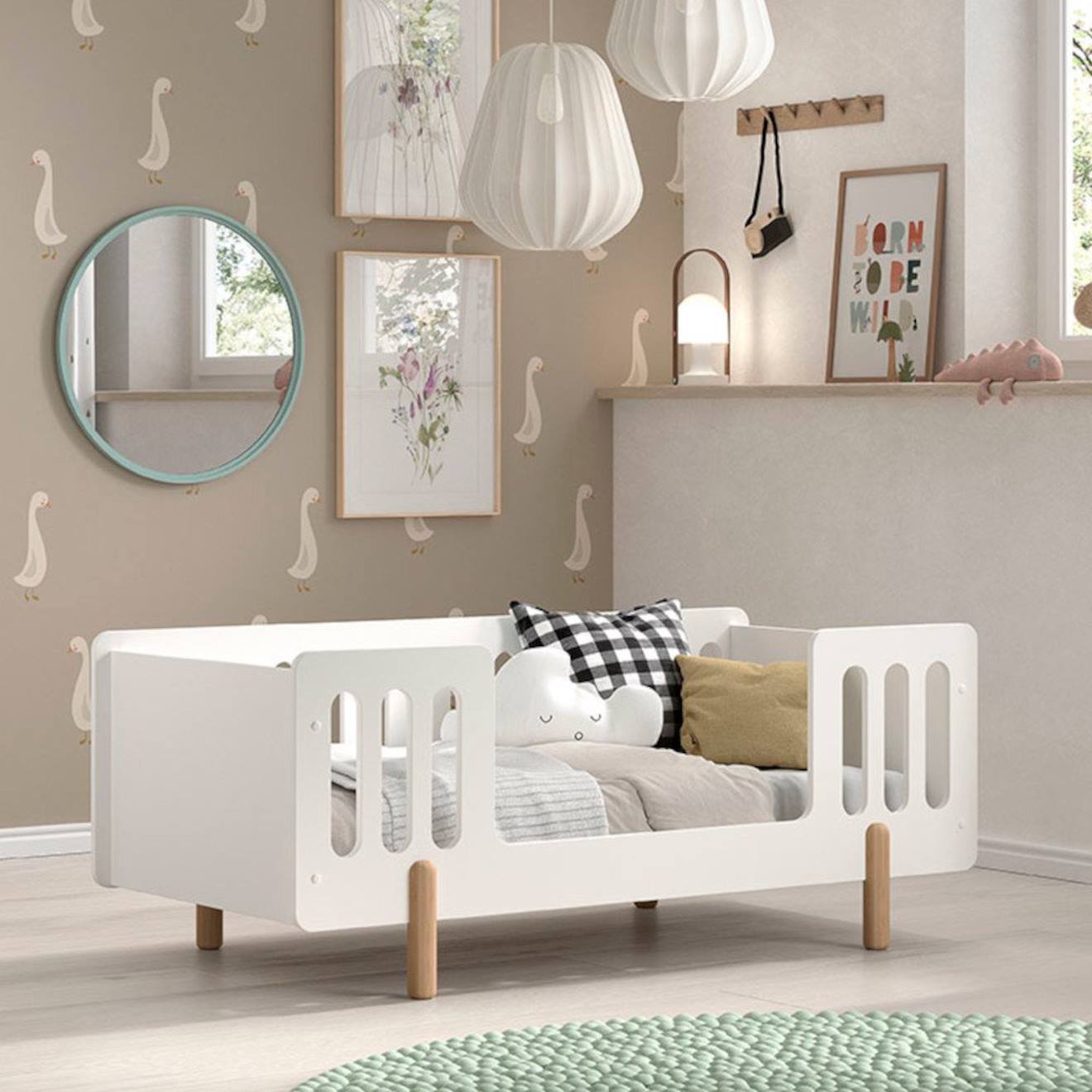Lit Enfant Avec Sommier Pin Massif Et Imitation Bois Darius Blanc Bois Lit Enfant Avec Sommier Pin Massif Et Imitation Bois Darius Blanc Bois