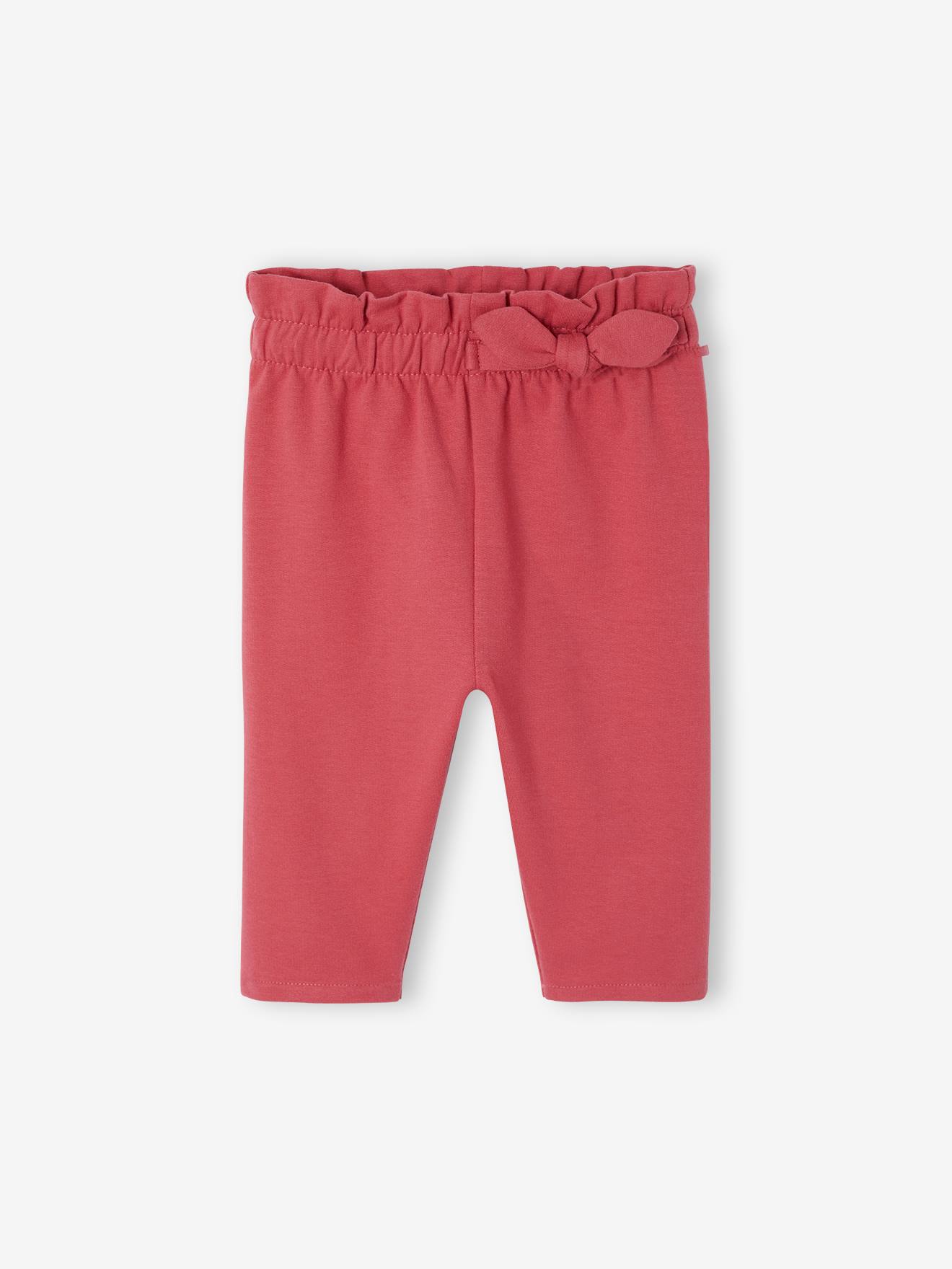 Pantalon en molleton bébé taille élastiquée rose