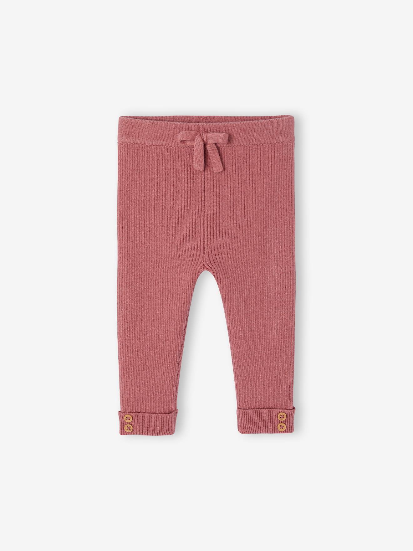 Legging en tricot bébé vieux rose