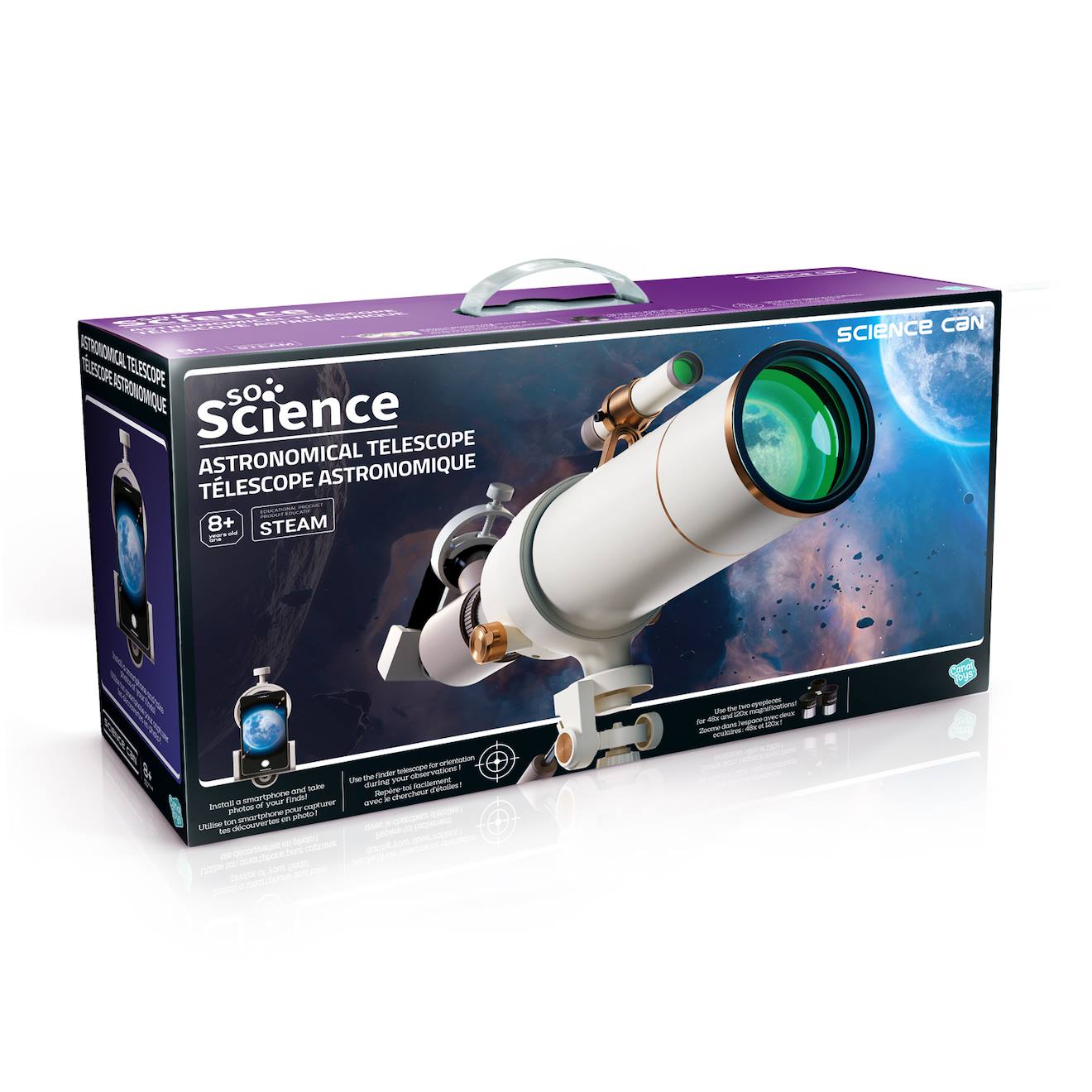 Télescope Astronomique Avec Support Smartphone Et Oculaires 40x/16x - So Science Multicolore