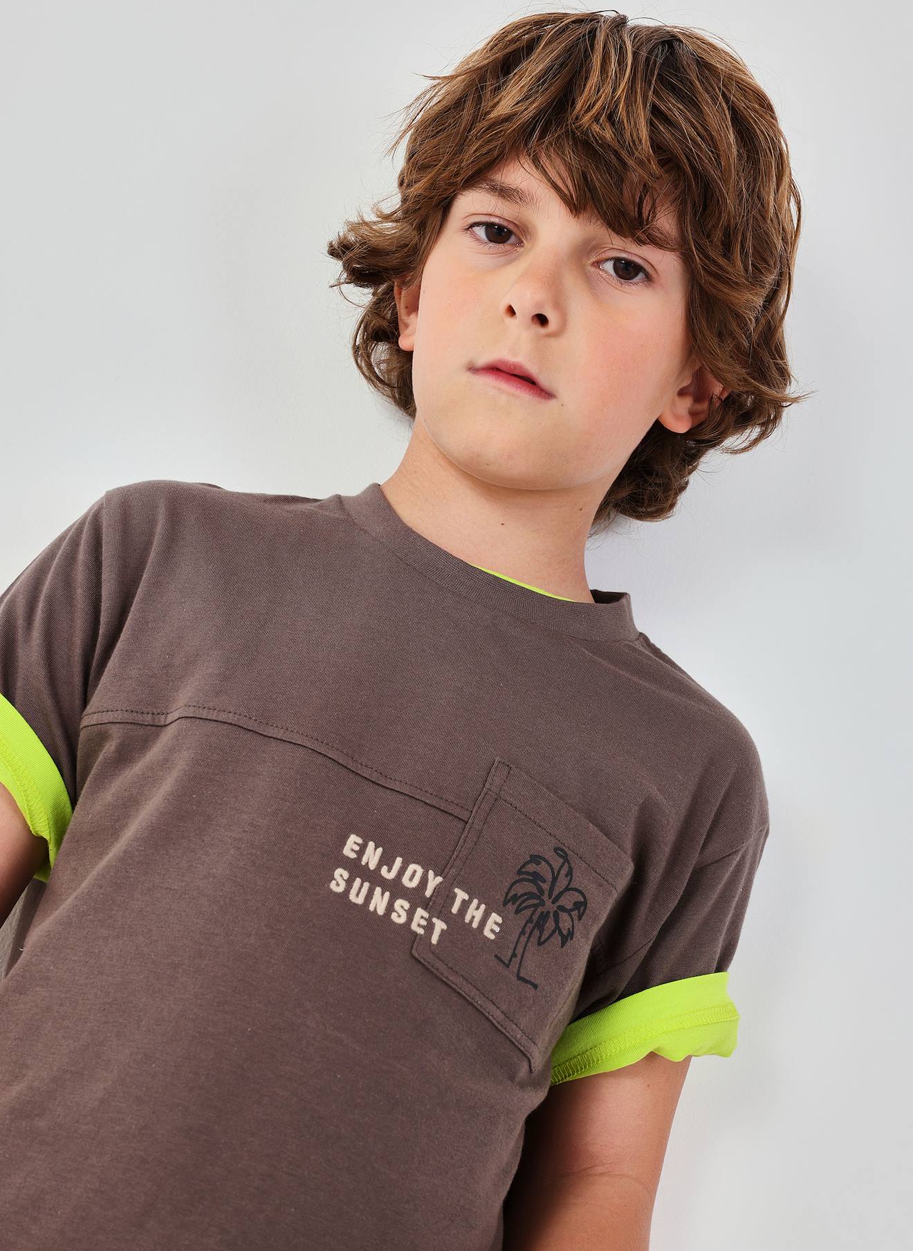 T-shirt En Coton Pour Garçon Marron