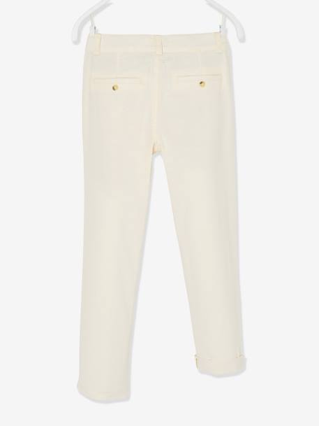 Pantalon chino garçon en coton/lin beige clair+bleu+marine foncé+vert sauge 2 - vertbaudet enfant 