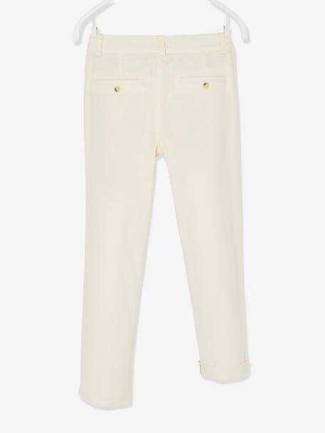 Pantalon garçon cérémonie chino en coton/lin beige+beige clair+bleu+marine foncé+vert sauge 12 - vertbaudet enfant 