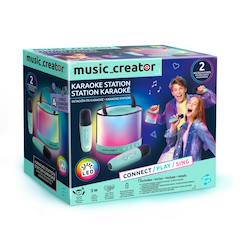 Jouet-Mini station karaoké - enceinte lumineuse avec 2 microphones sans fil -music creator