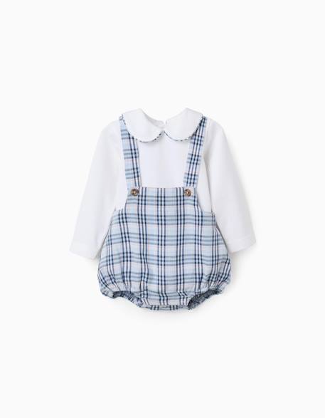 Bébé-Ensemble-Body en coton + combinaison à carreaux b&s