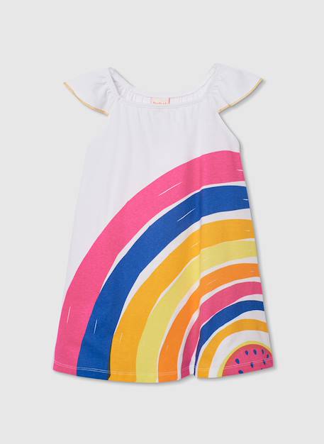 Fille-Robe-Robe en coton avec imprimé arc-en-ciel pour fille