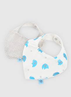 Lot de 2 bavoirs bandana coton pour bébé  - vertbaudet enfant
