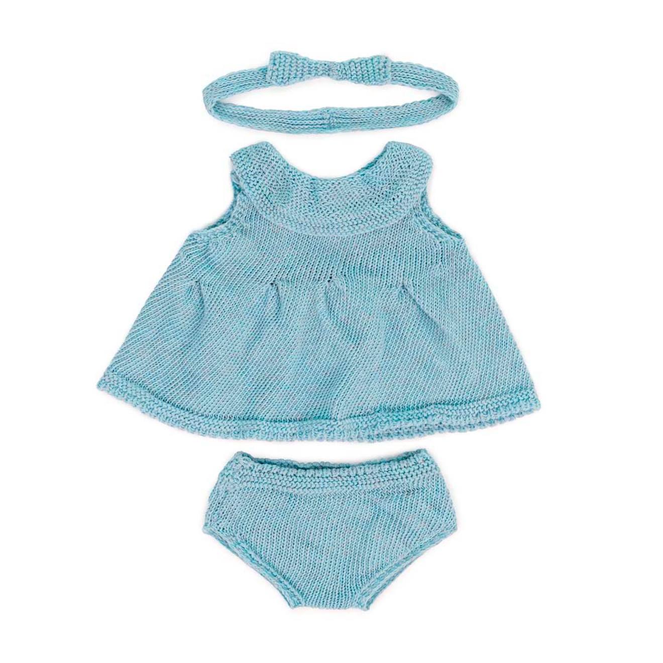 Ensemble Tricoté 38cm - Robe Et Bandeau Bleu Ensemble Tricoté 38cm - Robe Et Bandeau Bleu