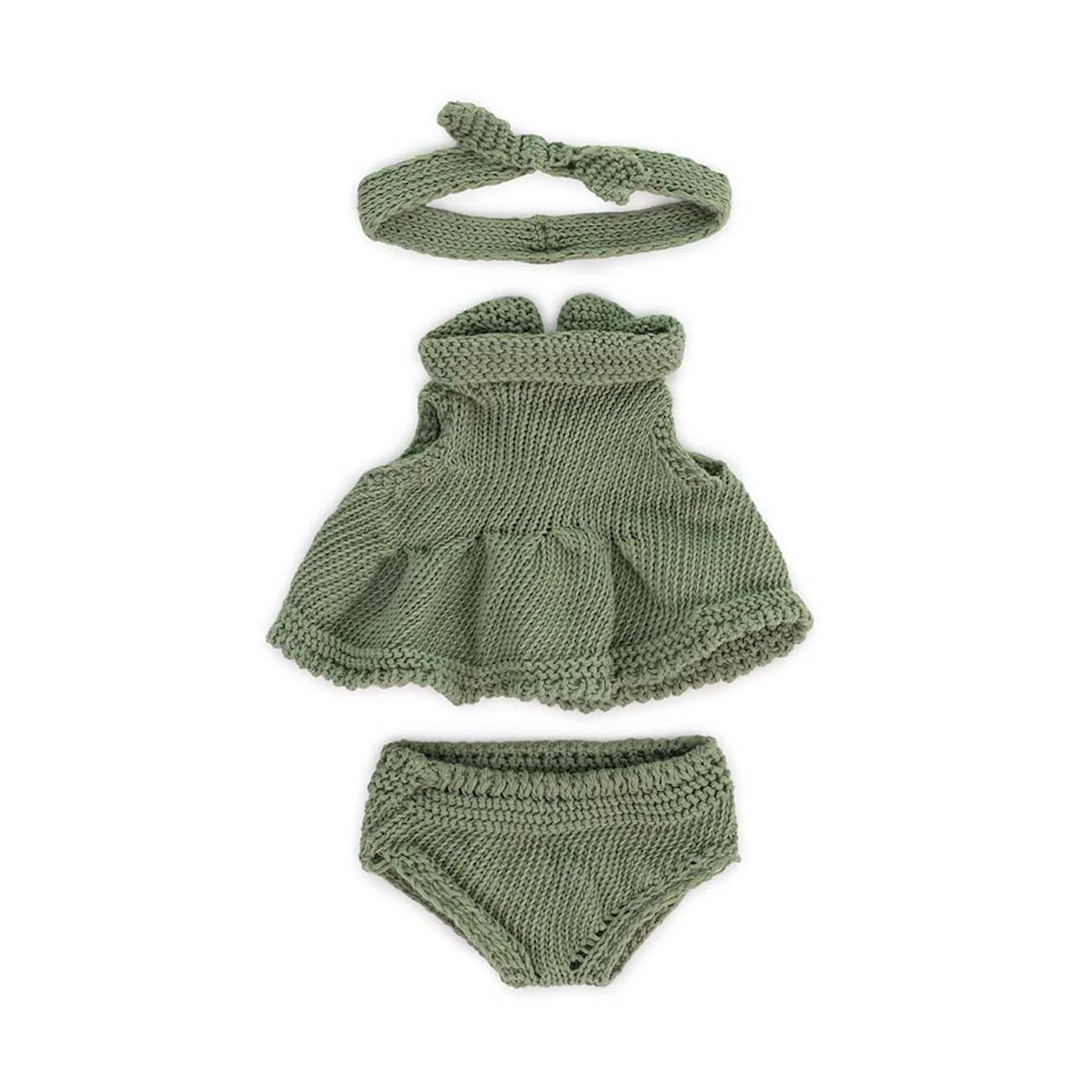 Ensemble Tricoté 21cm - Robe Et Bandeau Vert Ensemble Tricoté 21cm - Robe Et Bandeau Vert