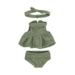 Jouet-Poupons et poupées-Ensemble tricoté 21cm - robe et bandeau