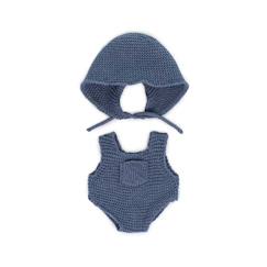 Jouet-Poupons et poupées-Ensemble tricoté 21cm - grenouillère et bonnet