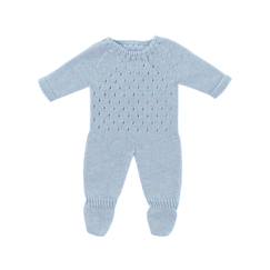 -Pyjama en tricot bleu pour poupée de 38cm