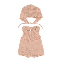 Jouet-Ensemble tricoté 38cm - grenouillère et bonnet