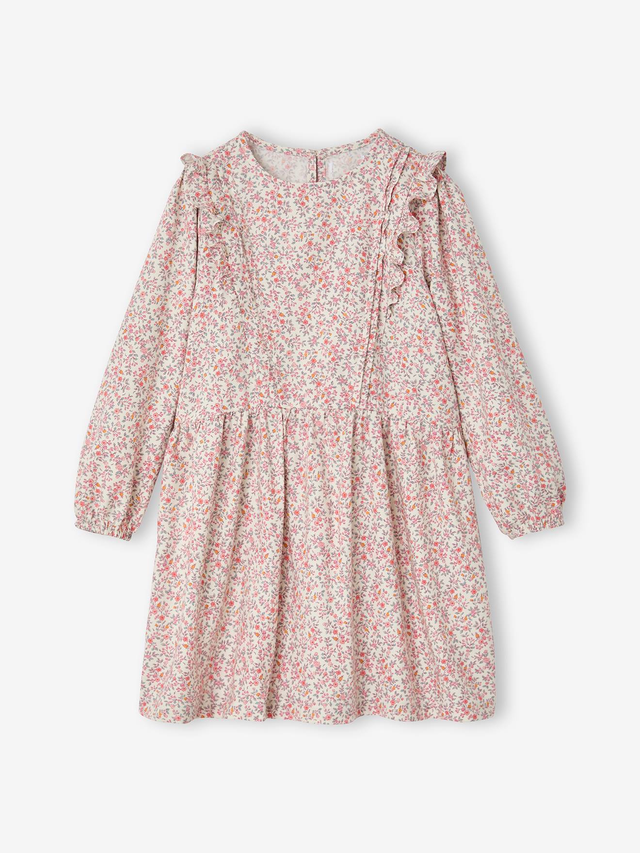 Robe courte fille manches longues vanille