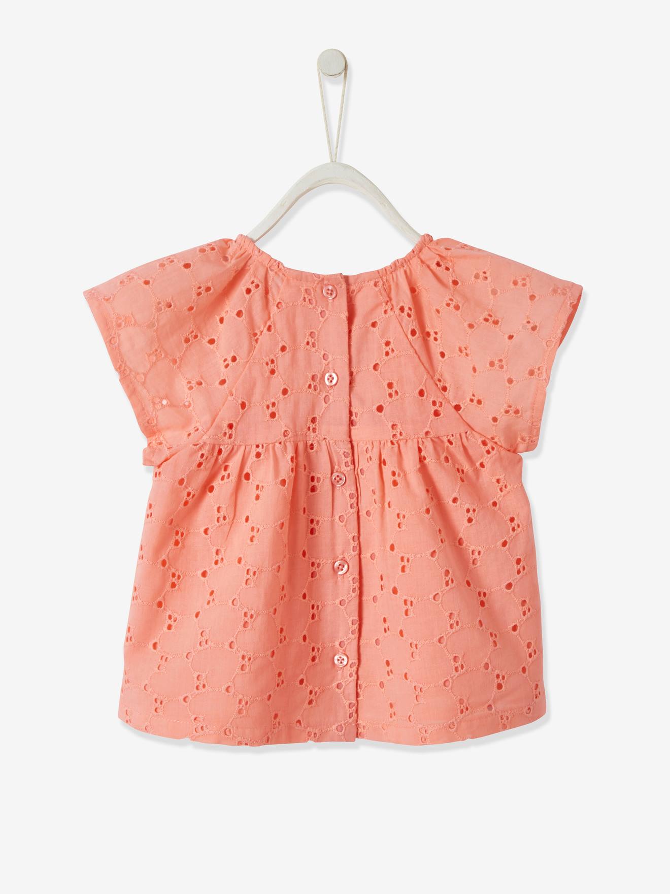 Blouse Bebe Fille En Broderie Anglaise Orange Vertbaudet