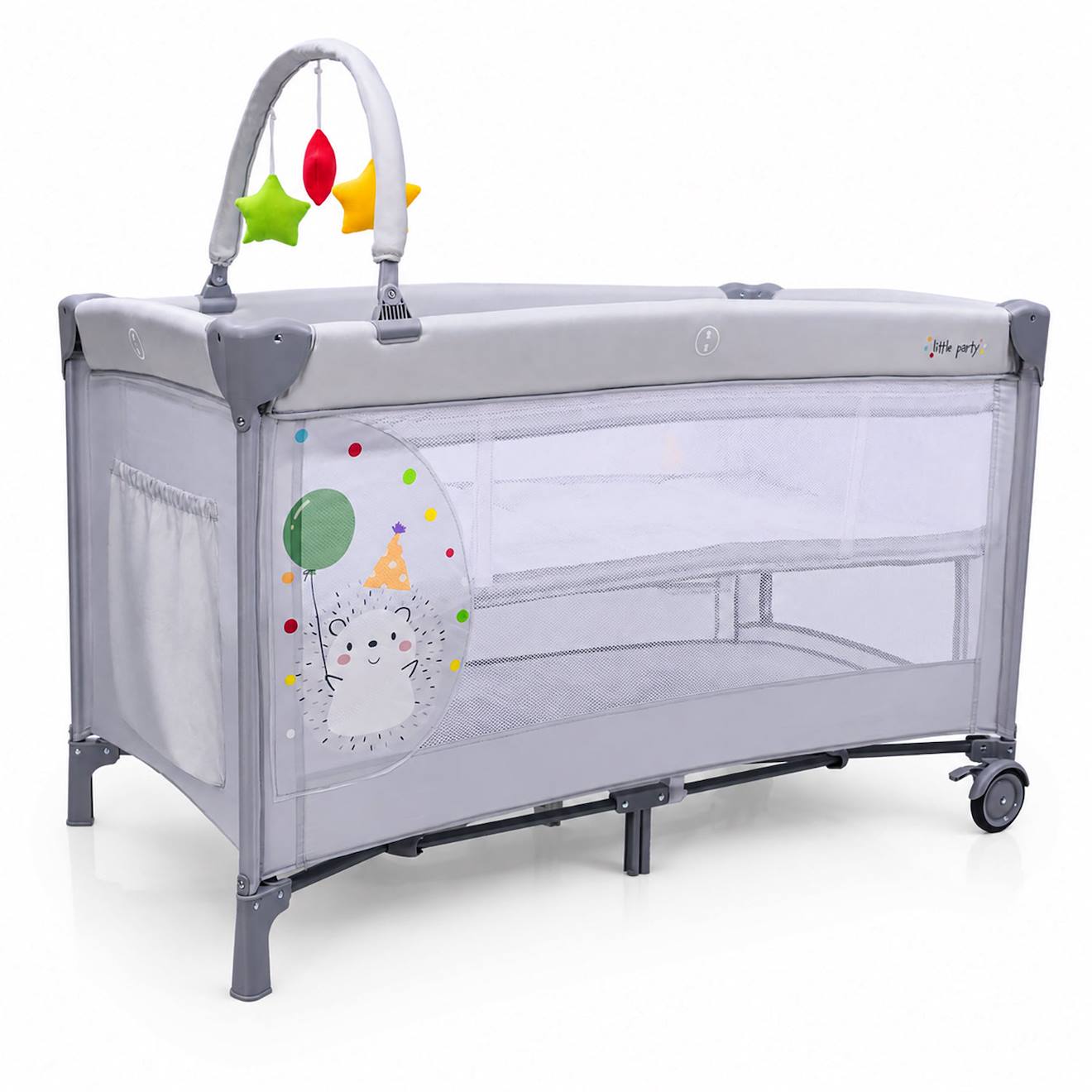 Lit Parapluie Double Hauteur Complet Duo Hérisson Gris