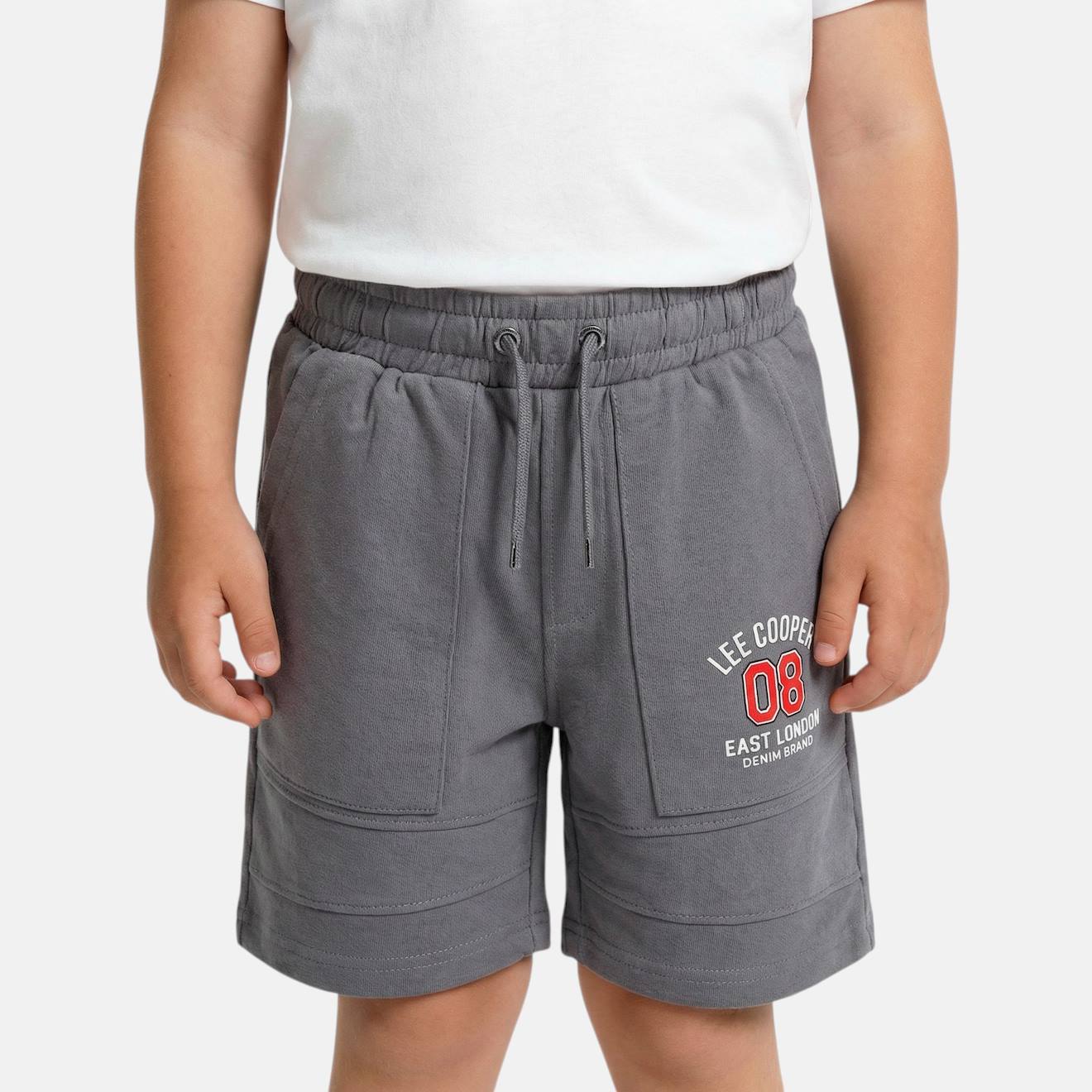 Bermuda Enfant Garçon Avec Logo Et Cordon Gris