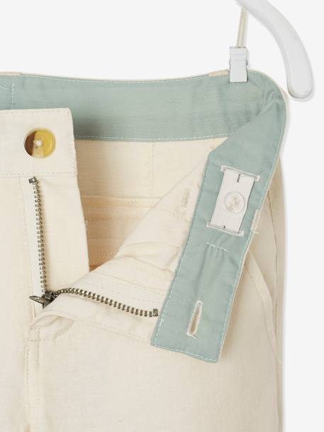 Pantalon garçon cérémonie chino en coton/lin beige+beige clair+bleu+marine foncé+vert sauge 14 - vertbaudet enfant 