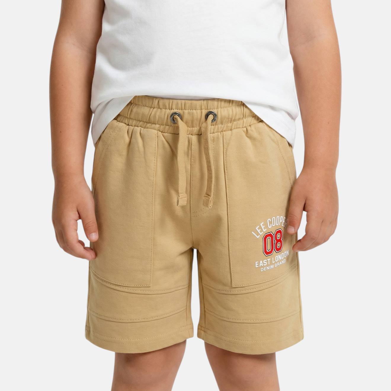 Bermuda Enfant Garçon Avec Logo Et Cordon Beige