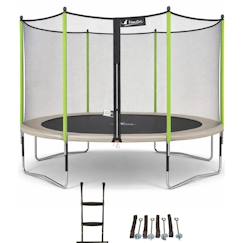 Jouet-Trampoline jardin ø 360?cm + échelle + kit d'ancrage - jumpi 360 - taupe/vert