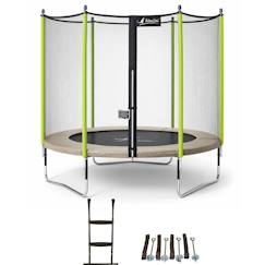 Jouet-Trampoline jardin ø 300?cm + échelle + kit d'ancrage - jumpi 300 - taupe/vert