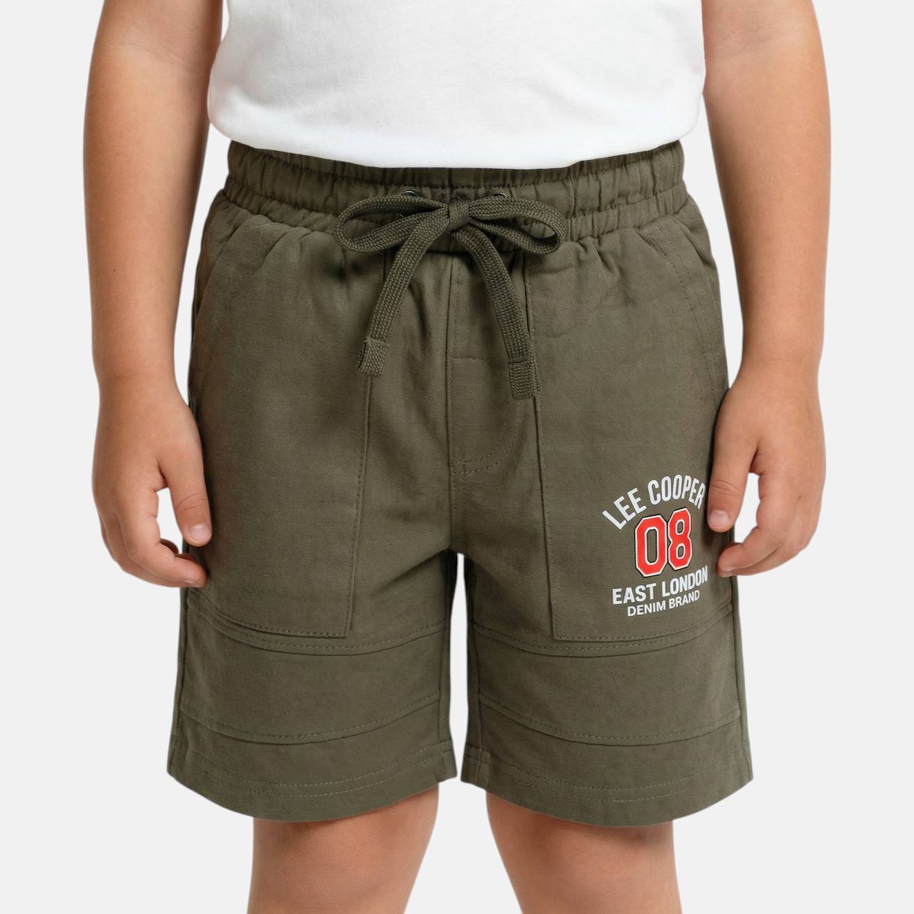 Bermuda Enfant Garçon Avec Logo Et Cordon Kaki