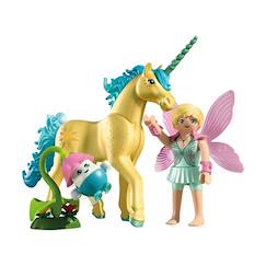 Jouet-Jeux d'imagination-Figurines, mini mondes, héros et animaux-Magic unicorns licorne fleur de soleil avec fée 71842