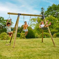 Jouet-Portique 2 balançoires amandier bois h190cm