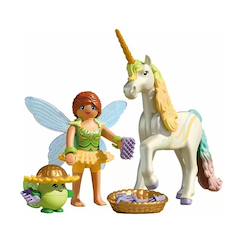 Jouet-Jeux d'imagination-Figurines, mini mondes, héros et animaux-Magic unicorns licorne fleur d'arc-en-ciel avec fée 71840