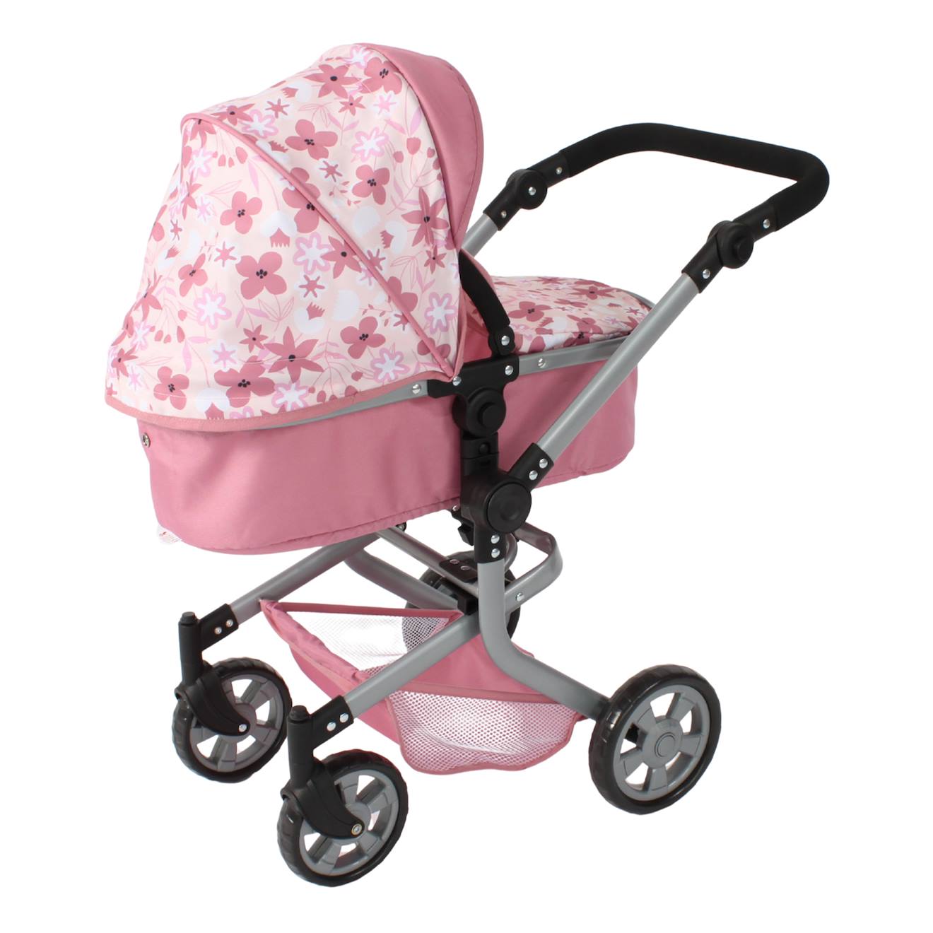 Landau Combiné Mika Fleurs Pour Poupée Rose
