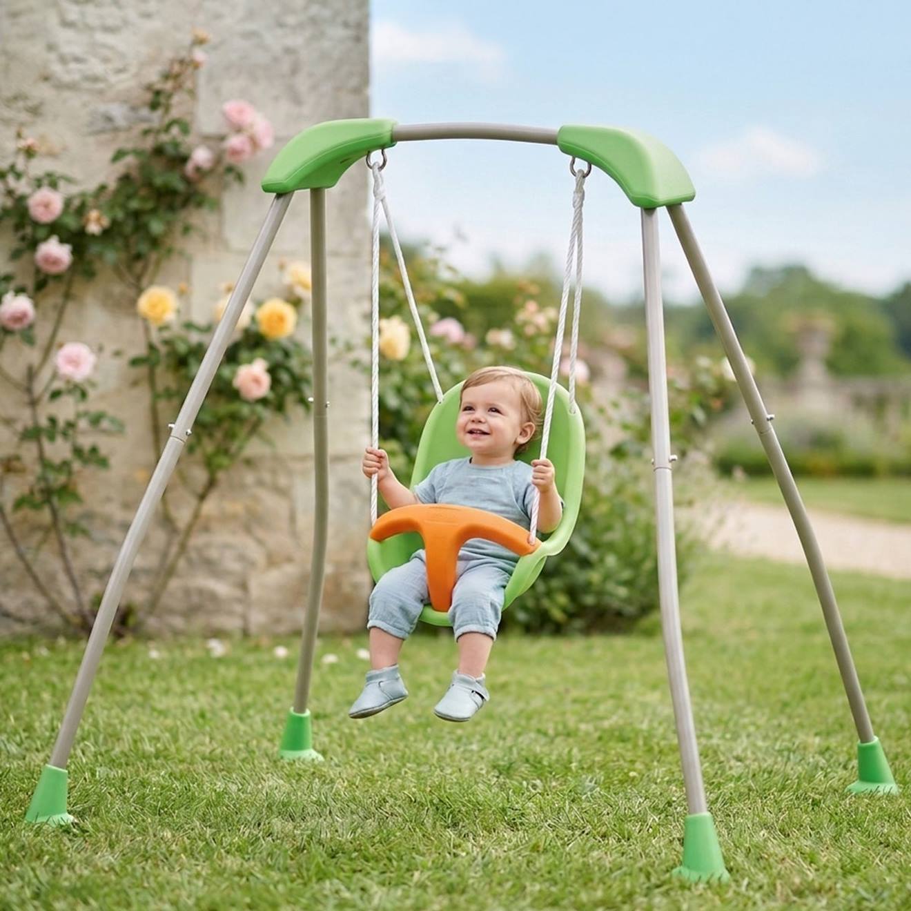 Portique Balançoire Bébé Métal 1,2 M Tatou Vert