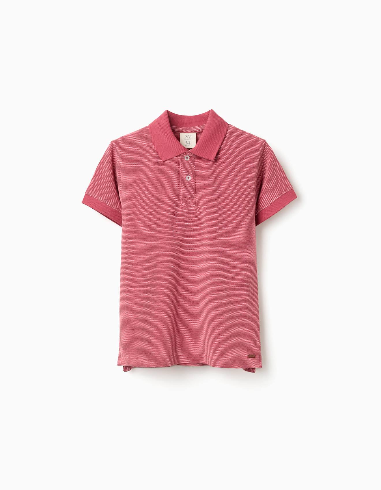 Polo En Piqu De Coton Avec Pois En Jacquard Rose Fonc 12 €