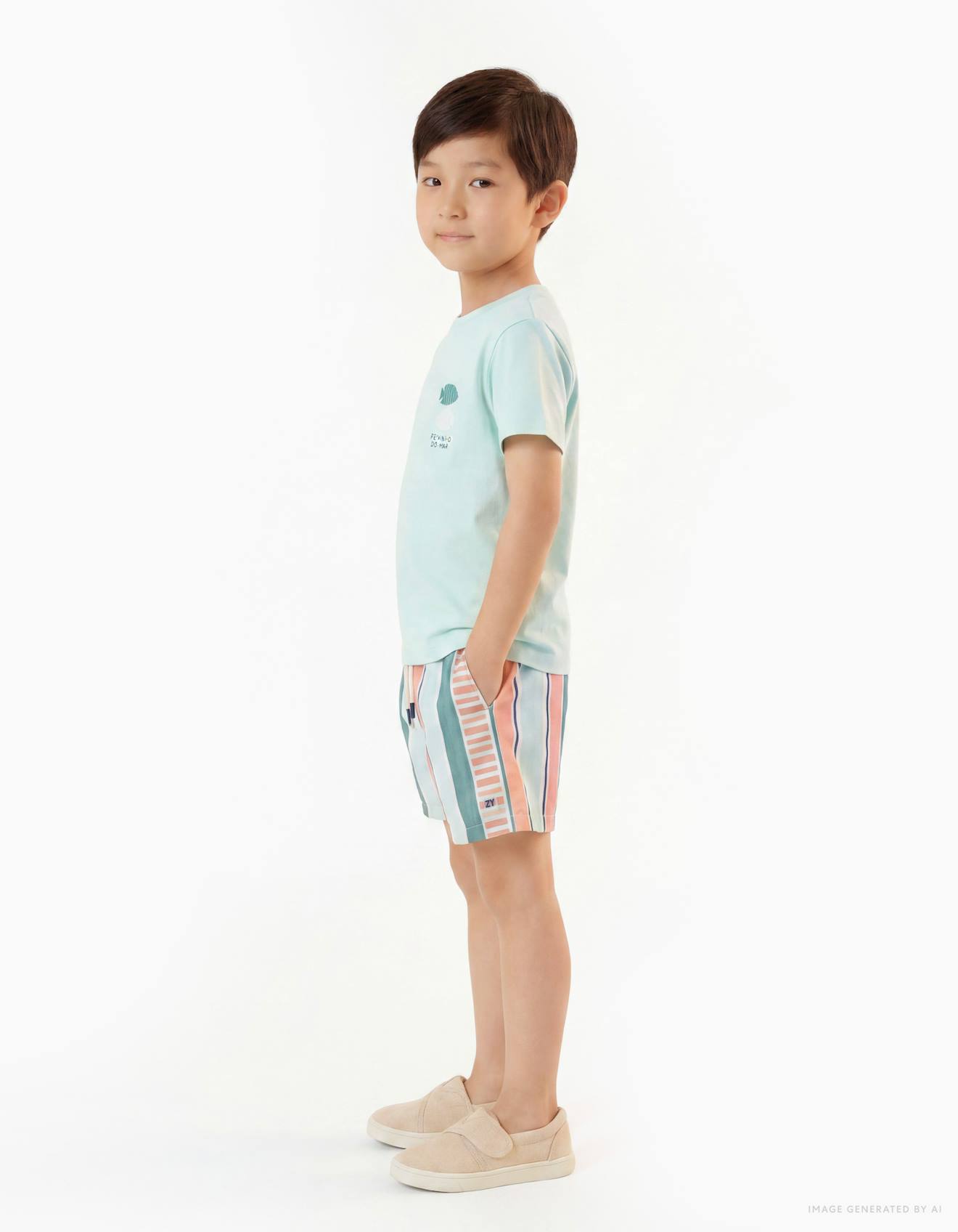 Short De Bain Rayures Et Cordon De Serrage Vert Clair 20 €