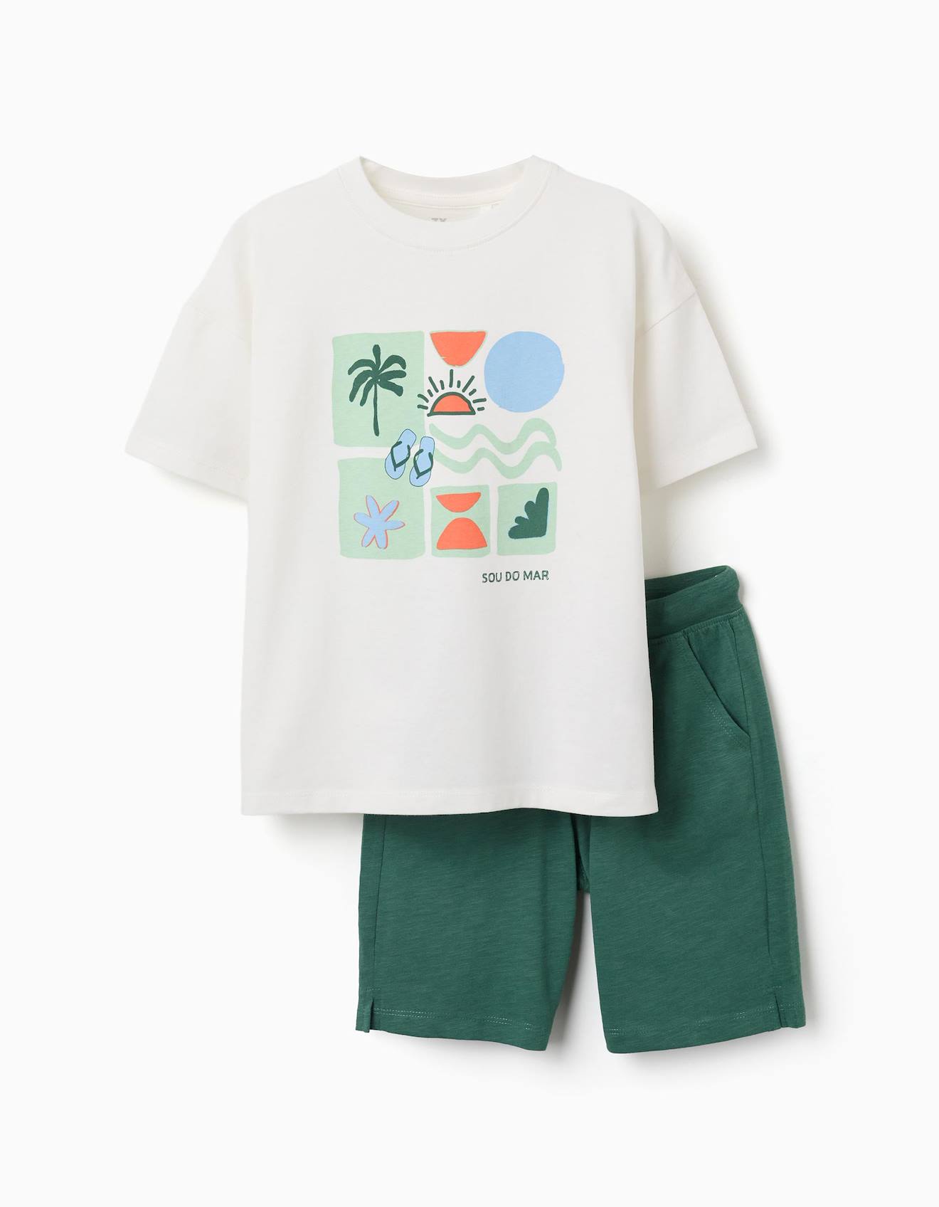 Ensemble T-shirt Et Short En Coton Avec Imprim Blanc 14 €