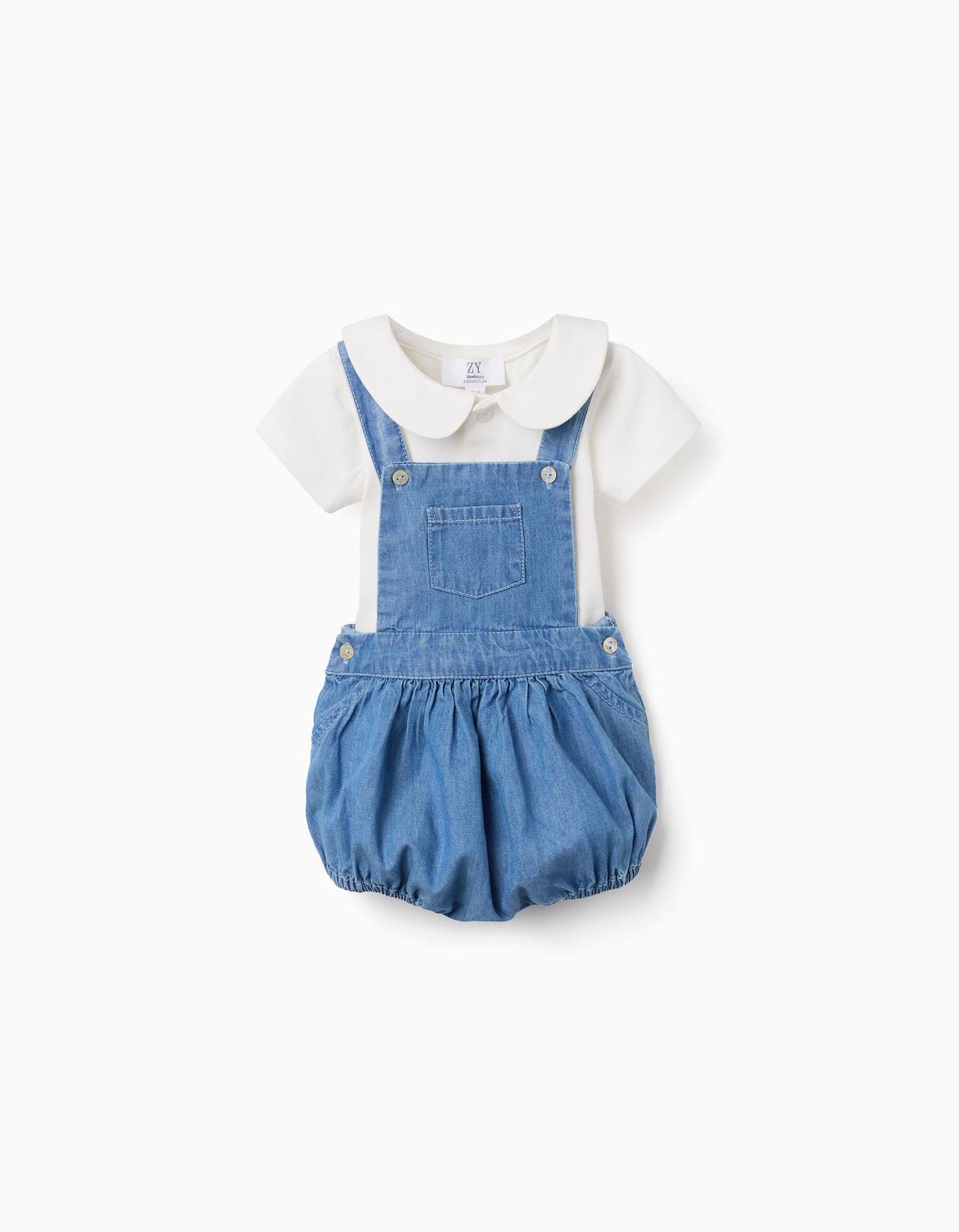 Ensemble Body En Coton + Barboteuse En Jean Bleu