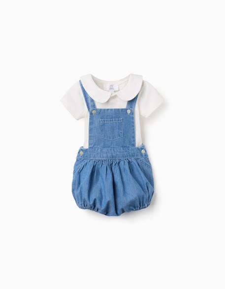 Bébé-Ensemble-Ensemble body en coton + barboteuse en jean