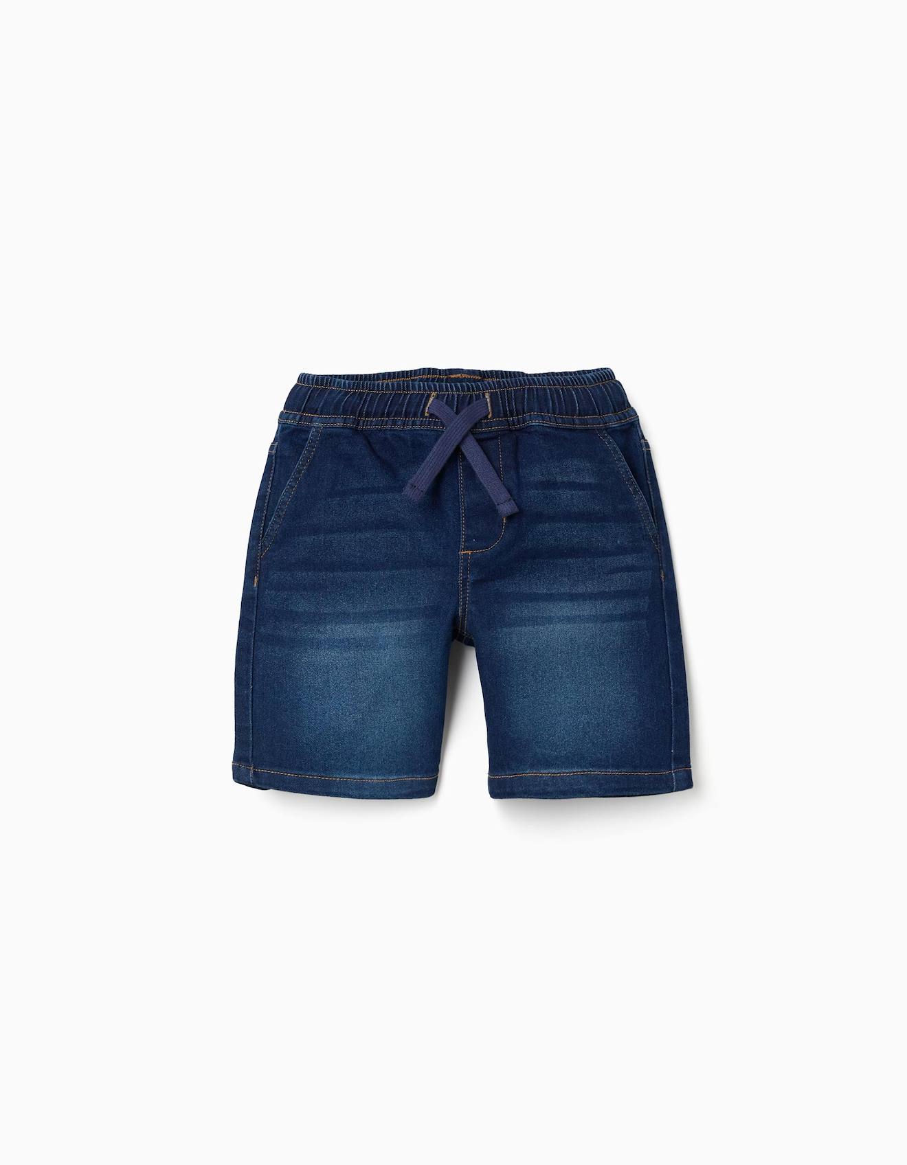 Short Midi En Jean À Enfiler Avec Cordon Bleu Foncé Short Midi En Jean À Enfiler Avec Cordon Bleu Foncé