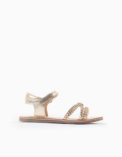 Sandales en cuir avec brides tressées et semelle intérieure rembourrée  - vertbaudet enfant