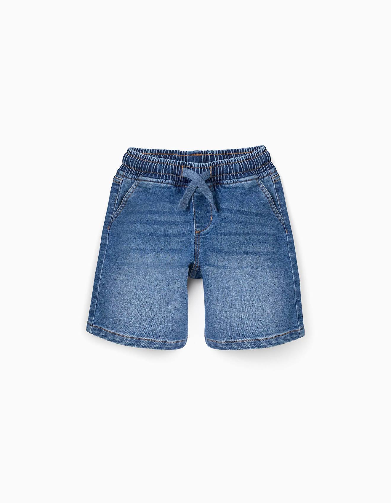 Short Midi En Jean À Enfiler Avec Cordon Bleu