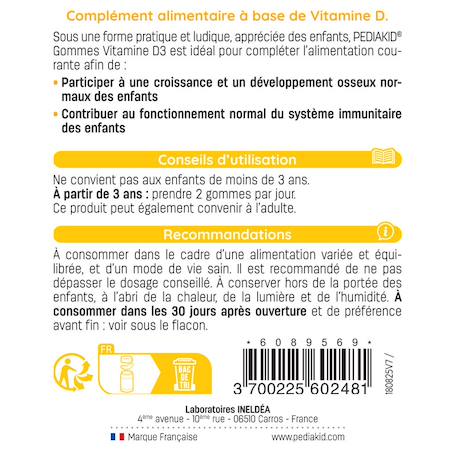 Gommes vitamine d3 60 oursons - lot de 2 MULTICOLORE 3 - vertbaudet enfant 