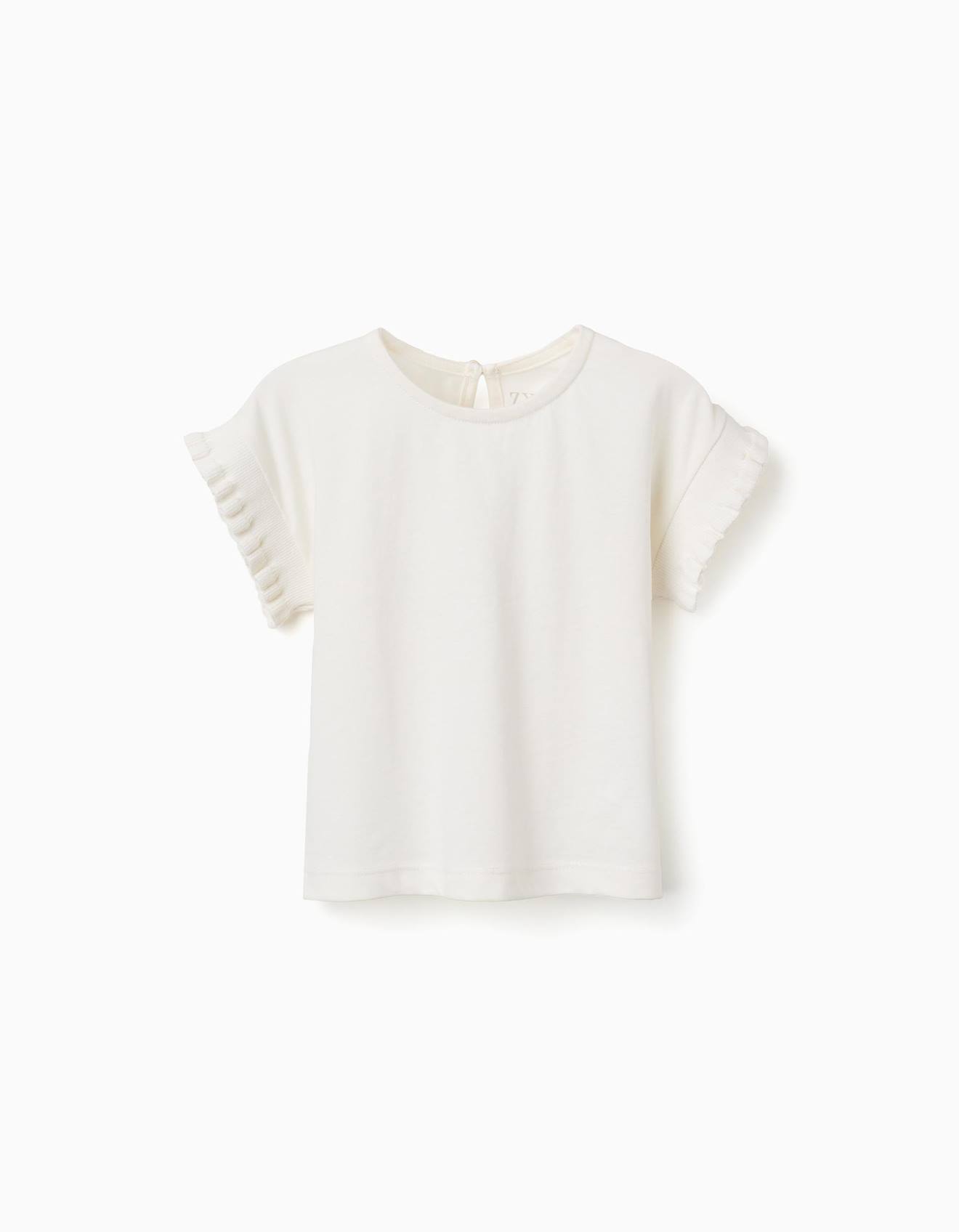 T-shirt En Coton Avec Manches Volants Blanc 10 €