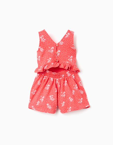 Fille-Combishort sans manches avec imprimé et volants