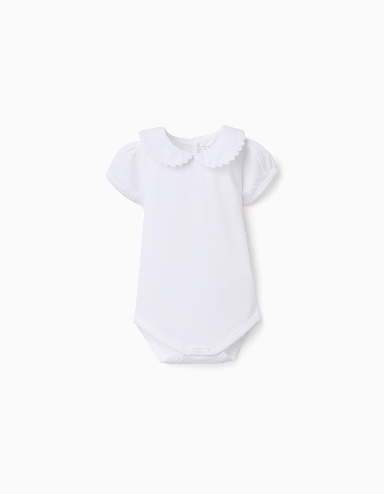 Body En Coton Avec Col Claudine Blanc